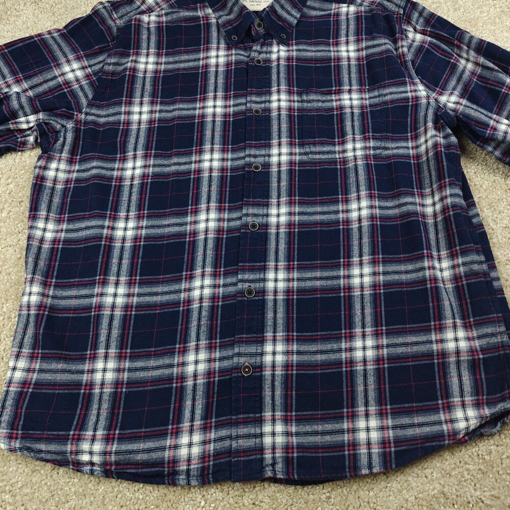 Weatherproof Plaid Flannel Shirt Men's XXL Blue Cozy Soft Utility Classic Cotton - Picture 3 of 9